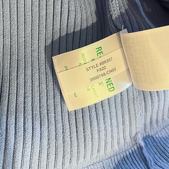 J. CREW $168 BLUE SUPERSCULPT RUFFLE NECK SWEATER MINI DRESS SIZE LARGE - Picture 9 of 12